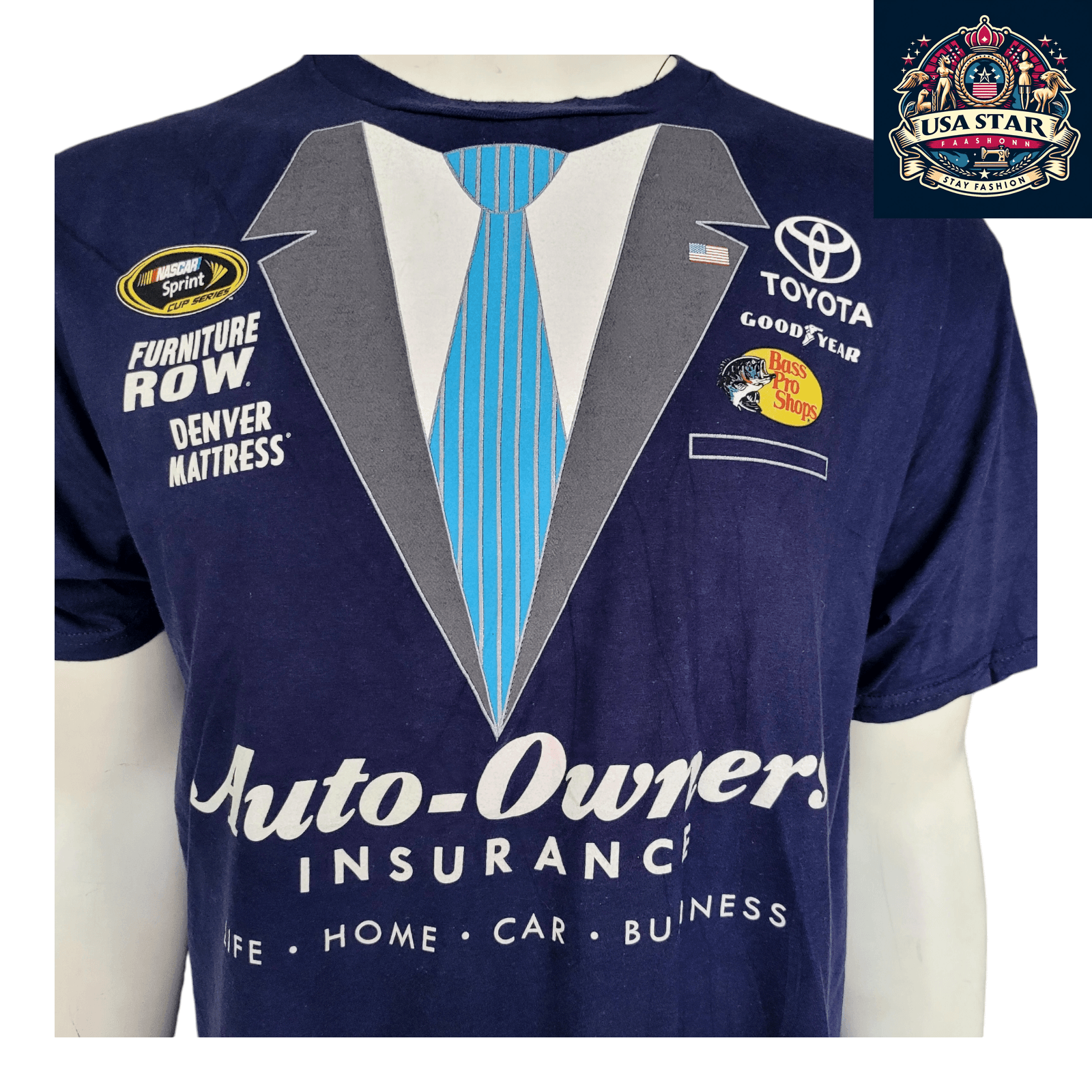 NASCAR T-Shirt for Men by Fanatics, 100% Cotton, Classic Crew Neck, XL, Auto-Owners Insurance Design - USASTARFASHION