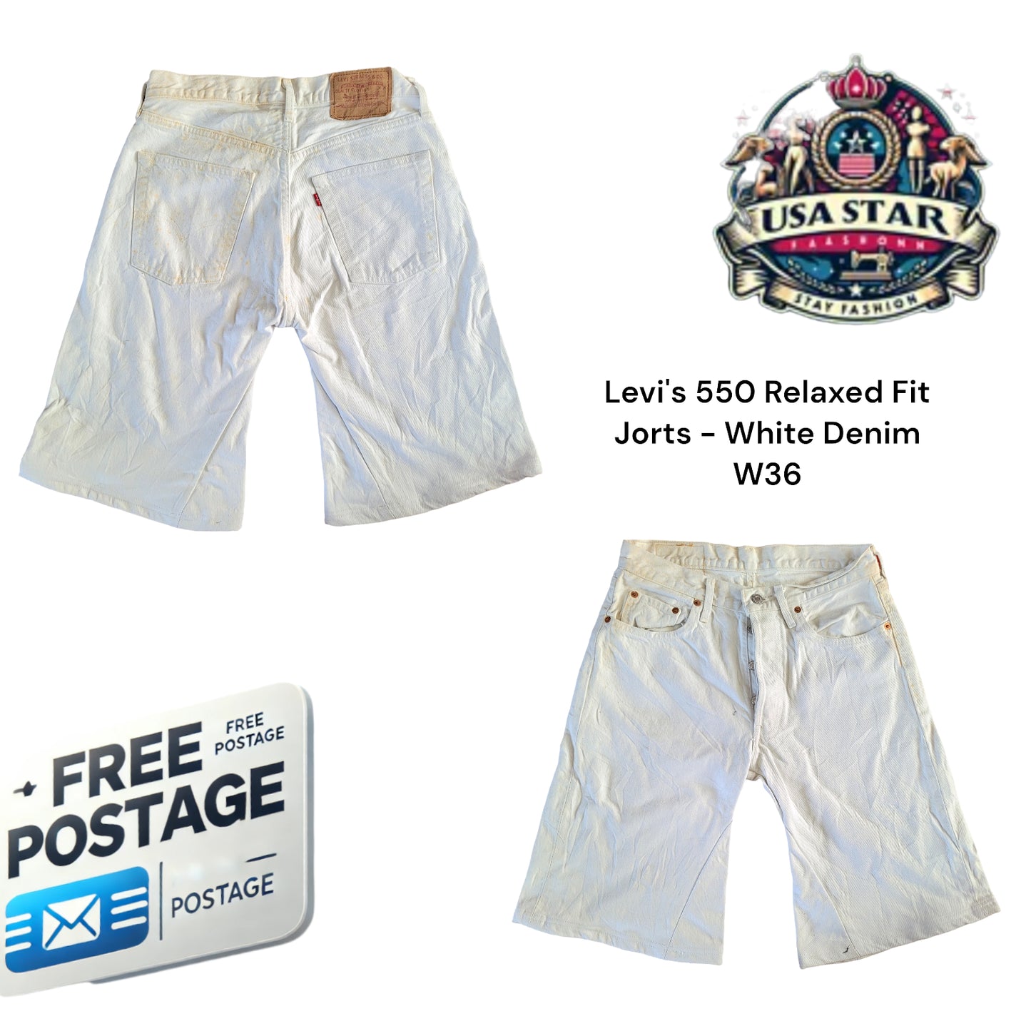 Levi's 550 Relaxed Fit Jorts - White Denim W36-USASTARFASHION