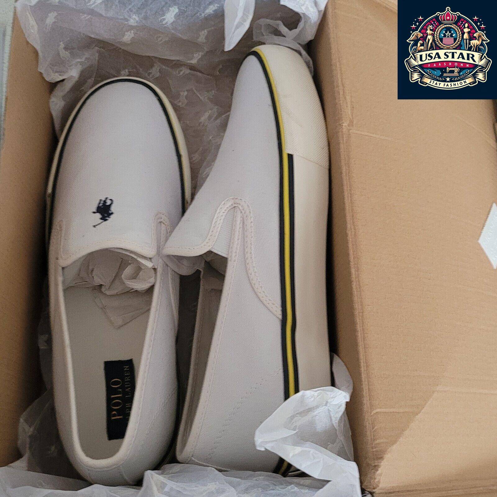 Ralph Lauren Men's Pumps Size 10 UK - Stylish White Sneakers with Comfortable Fit and Versatile Design USASTARFASHION