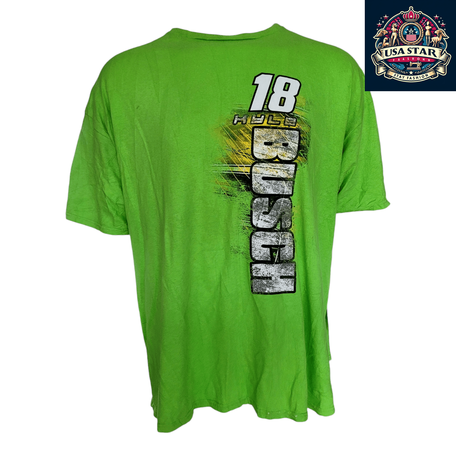 Kyle Busch T-Shirt #18 M&M's Vintage Racing Tee 3XL Green Joe Gibbs Racing Fan Style - USASTARFASHION