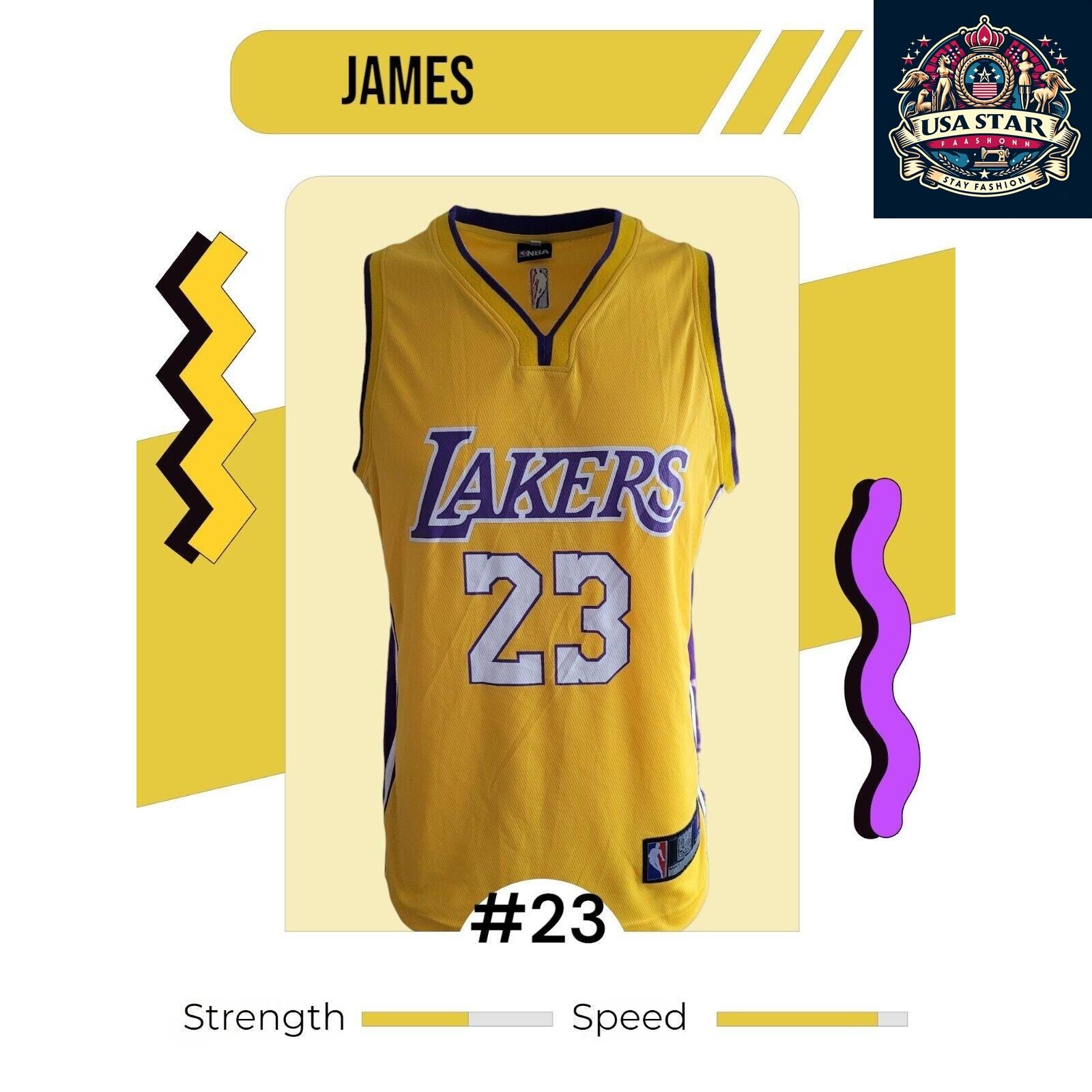 James 23 Basketball Vest - Lakers Youth 2XL Retro Crewneck in Vibrant Yellow for Young Fans - USASTARFASHION