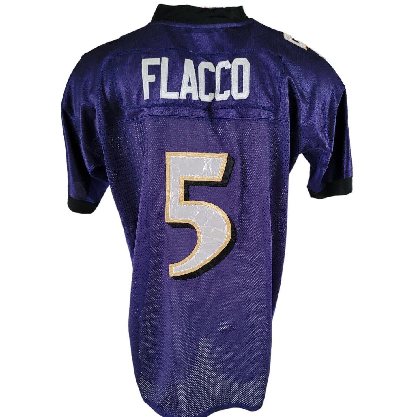 Reebok Baltimore Ravens #5 Flacco Jersey T Shirt - Purple Size 56 Men's-USASTARFASHION