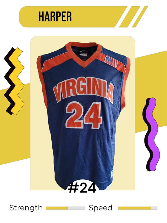 Virginia.#34 Harper AND1 Basketball Jersey - Navy (Size XL)-USASTARFASHION