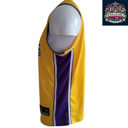 James 23 Basketball Vest - Lakers Youth 2XL Retro Crewneck in Vibrant Yellow for Young Fans - USASTARFASHION