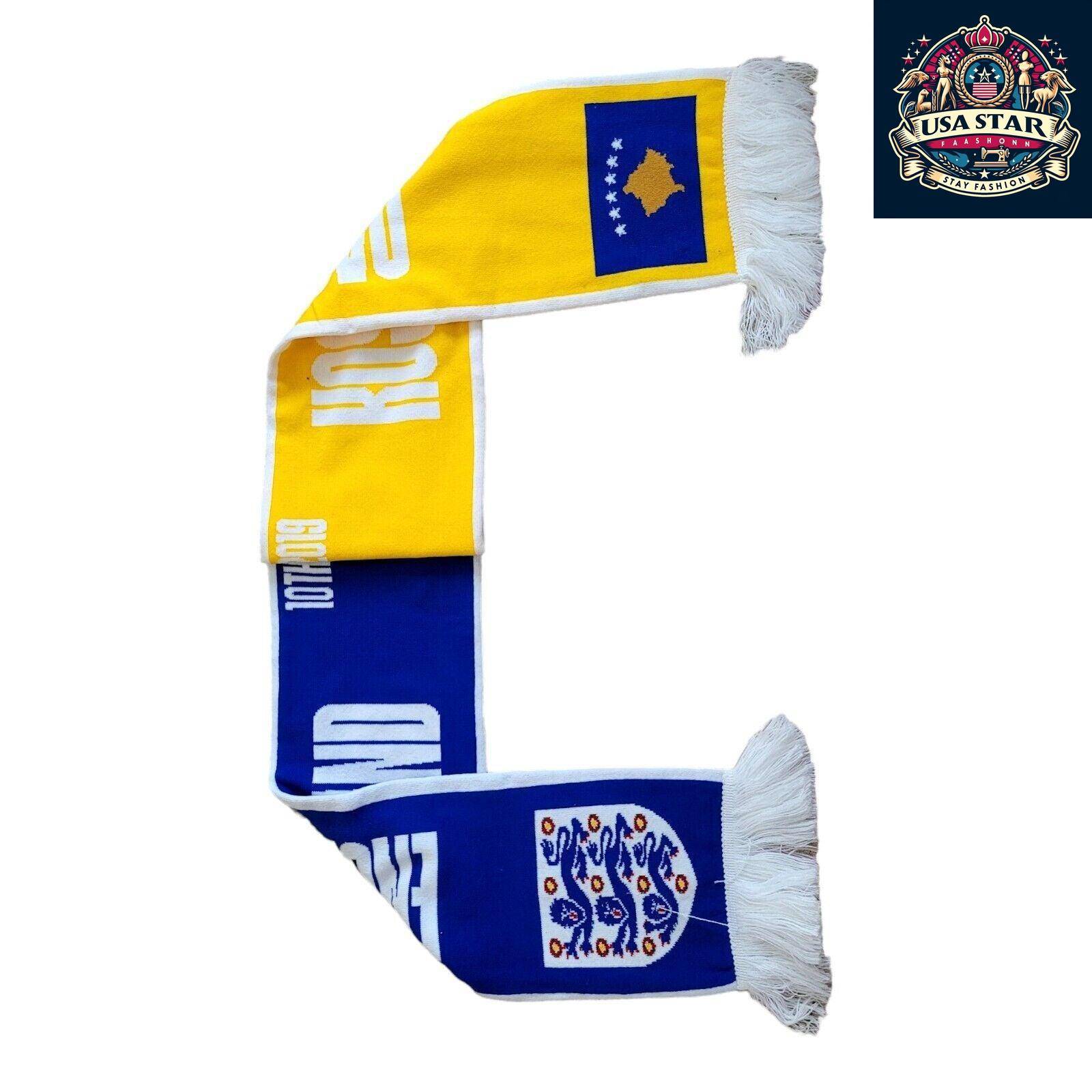 2019 England FA vs Kosovo Official Matchday Friendship Scarf - Soft, Durable, Collector's Item USASTARFASHION