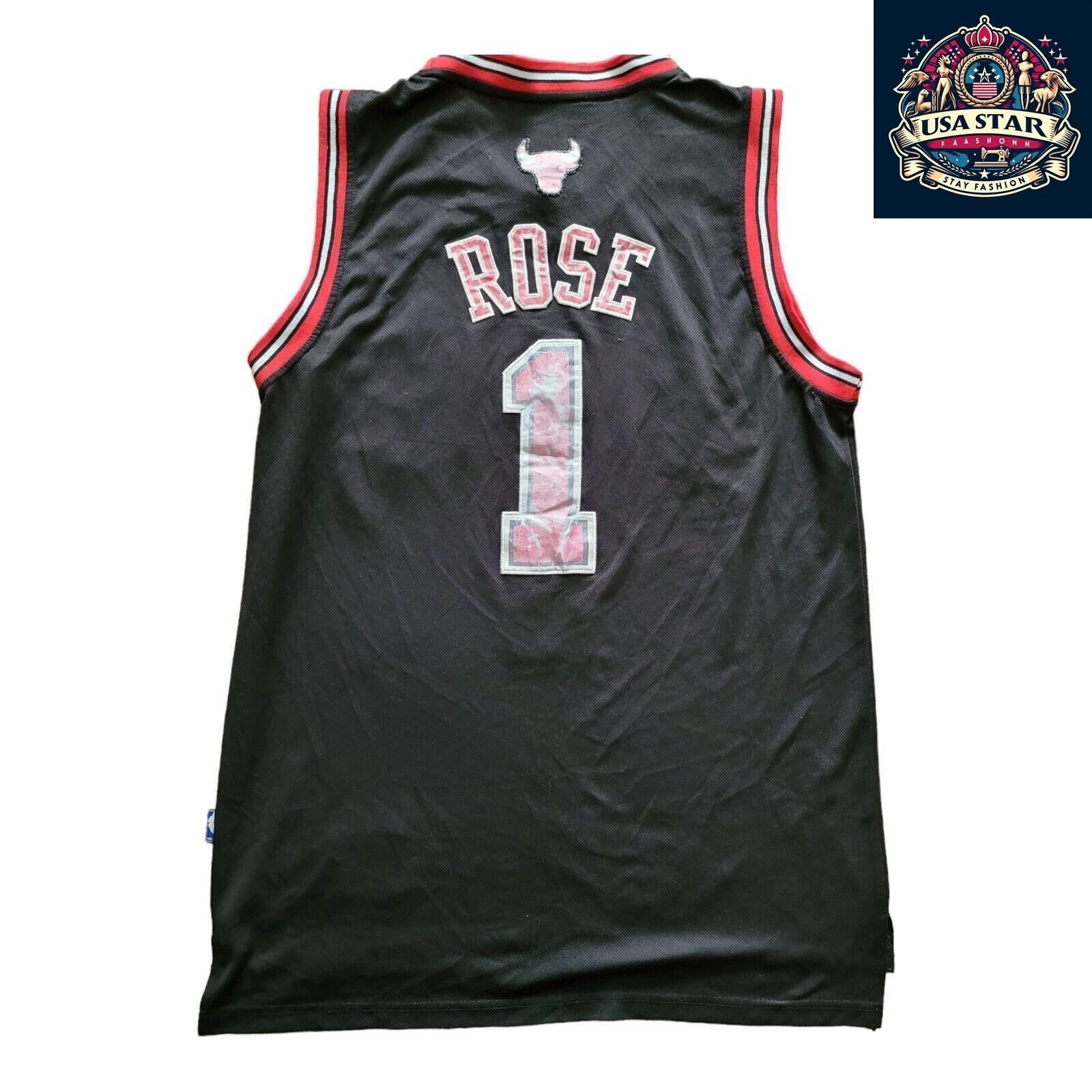 Adidas Chicago Bulls Jersey #1 Derrick Rose Vintage Large Nostalgic NBA Basketball Apparel - USASTARFASHION