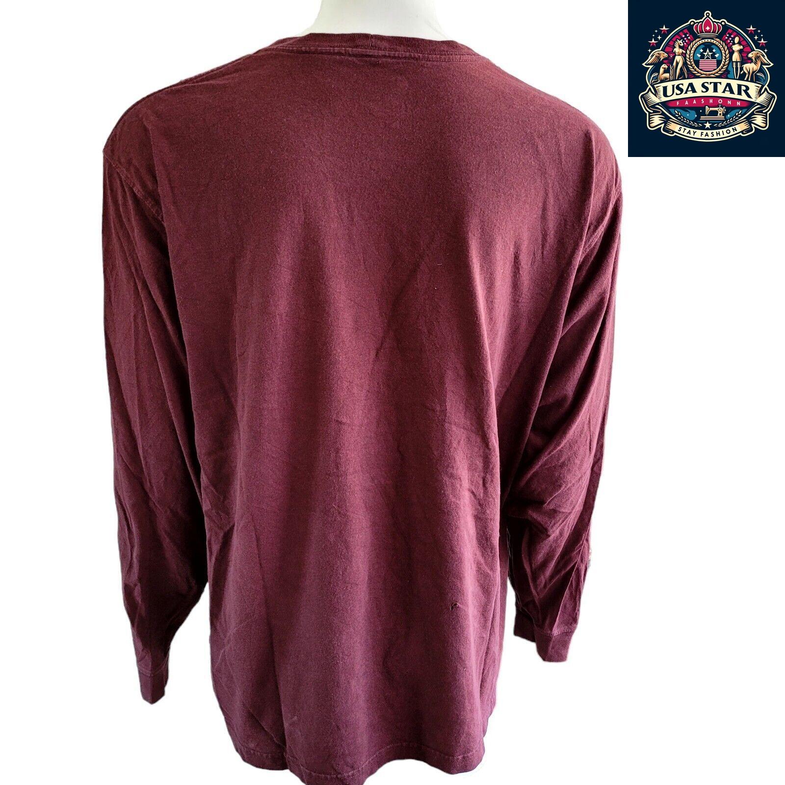 Carhartt Long Sleeve T-Shirt in Maroon | Original Fit | 100% Cotton | Size XL, Durable Comfort - USASTARFASHION