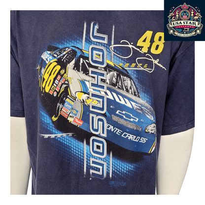 Jimmie Johnson T-Shirt XL by Chase Authentics - Black Cotton with #48 Lowe's Chevy Logo - USASTARFASHION