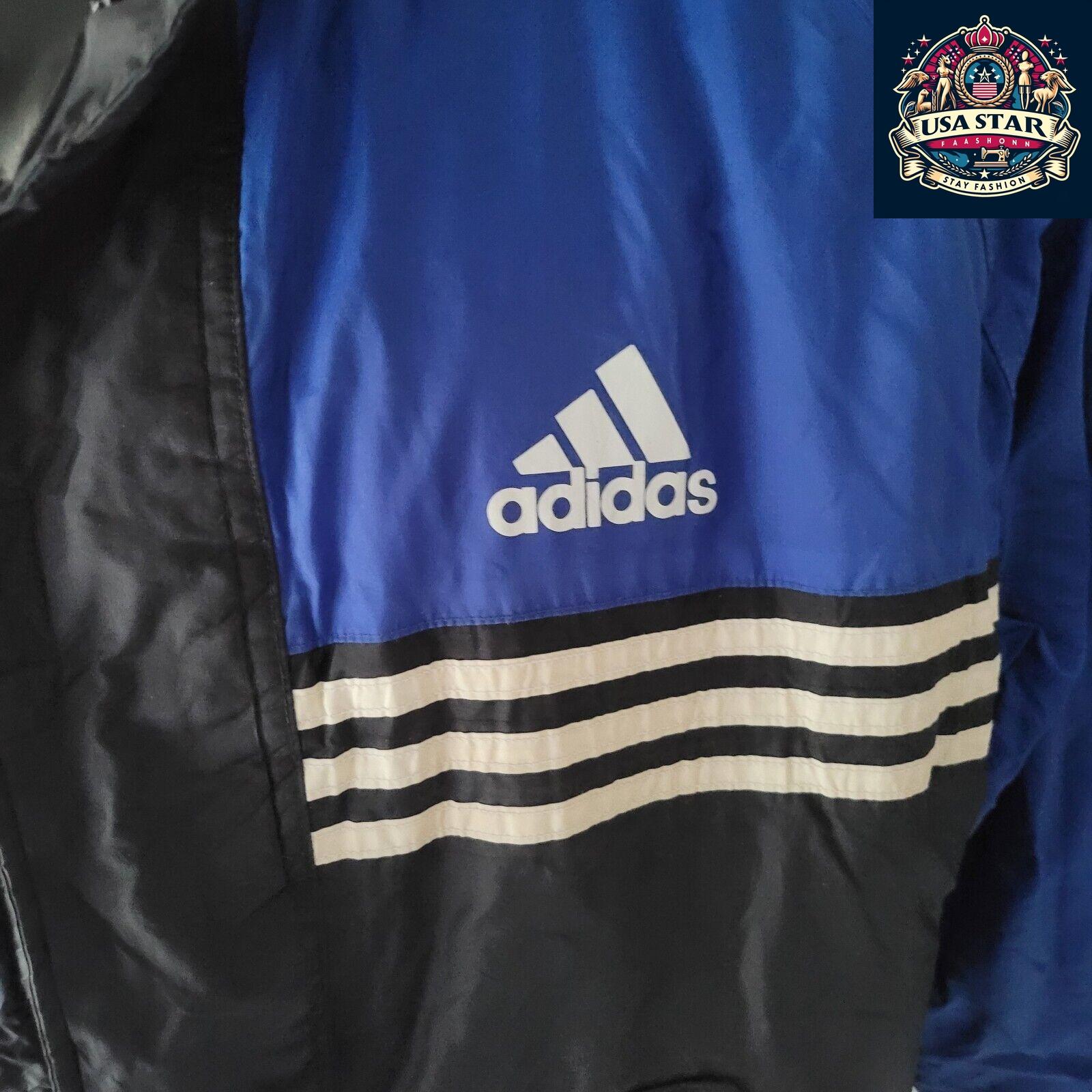 Men's Adidas Jacket Size M - Stylish Black & Blue, Comfortable Fit Ideal for Layering - USASTARFASHION