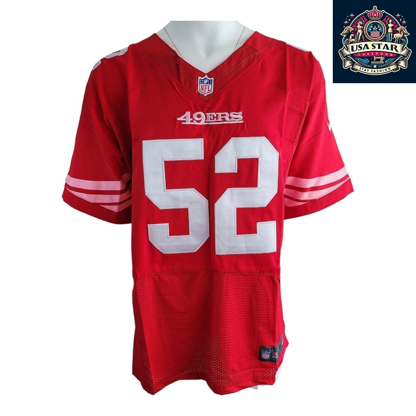 San Francisco 49ers Jersey - Officially Licensed Home Medium Player No. 52 Willis - 100% Polyester - USASTARFASHION