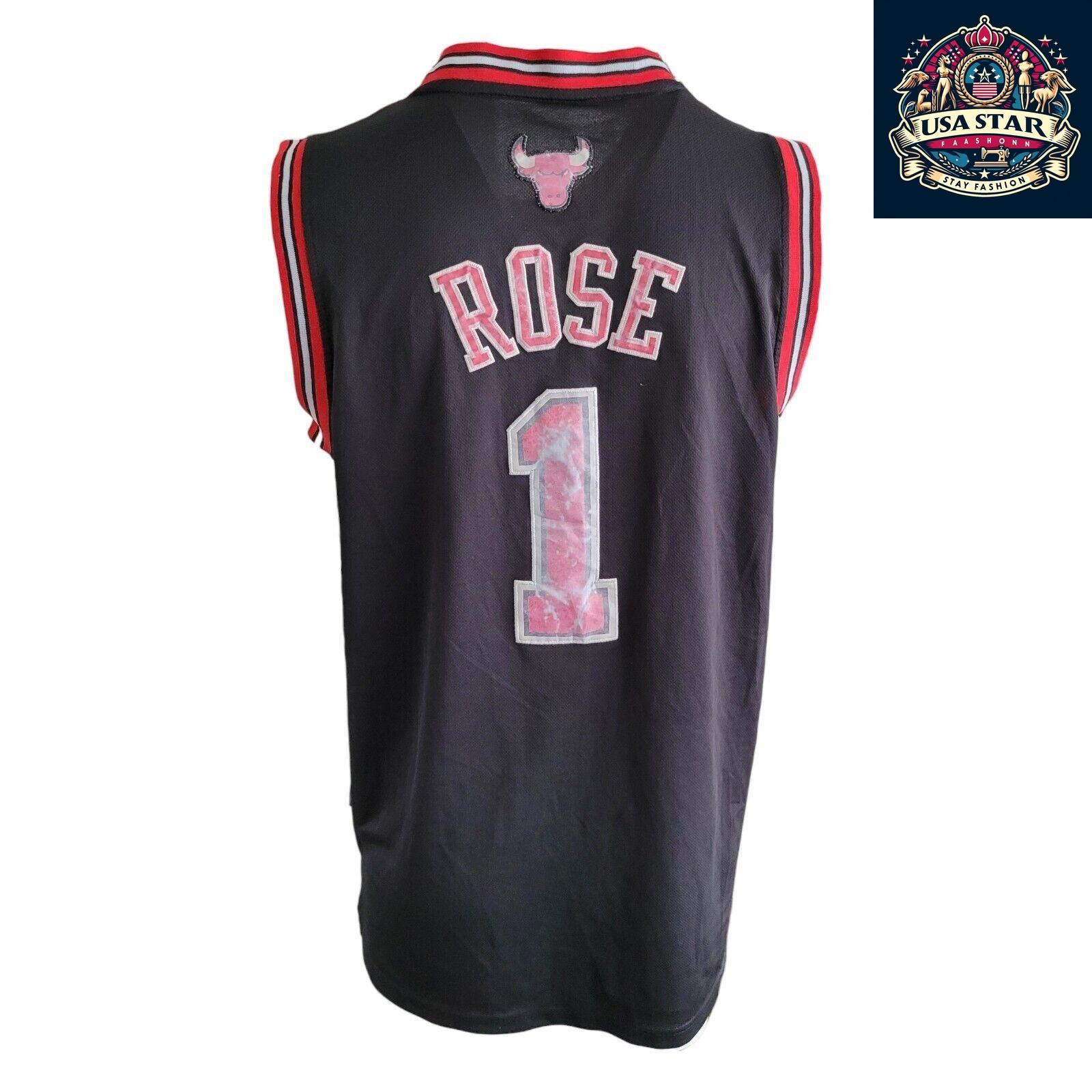 Adidas Chicago Bulls Jersey #1 Derrick Rose Vintage Large Nostalgic NBA Basketball Apparel - USASTARFASHION