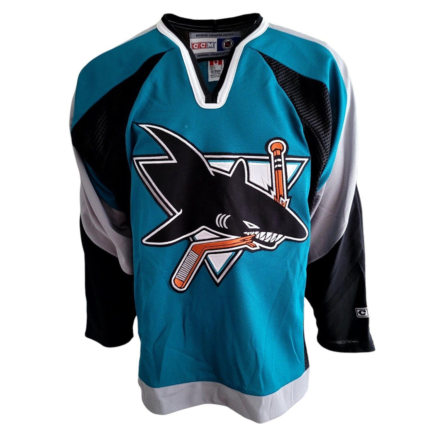 San Jose Sharks Hockey Jersey - Men's M, NHL Authentic, Made in Canada, Teal Color-USASTARFASHION