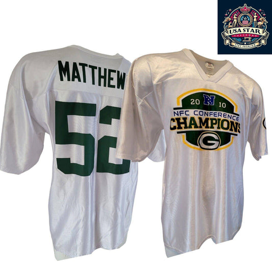 Clay Matthews #52 Green Bay Packers Jersey, Adult XL, Vintage Style, 2010 NFC North Champions - USASTARFASHION