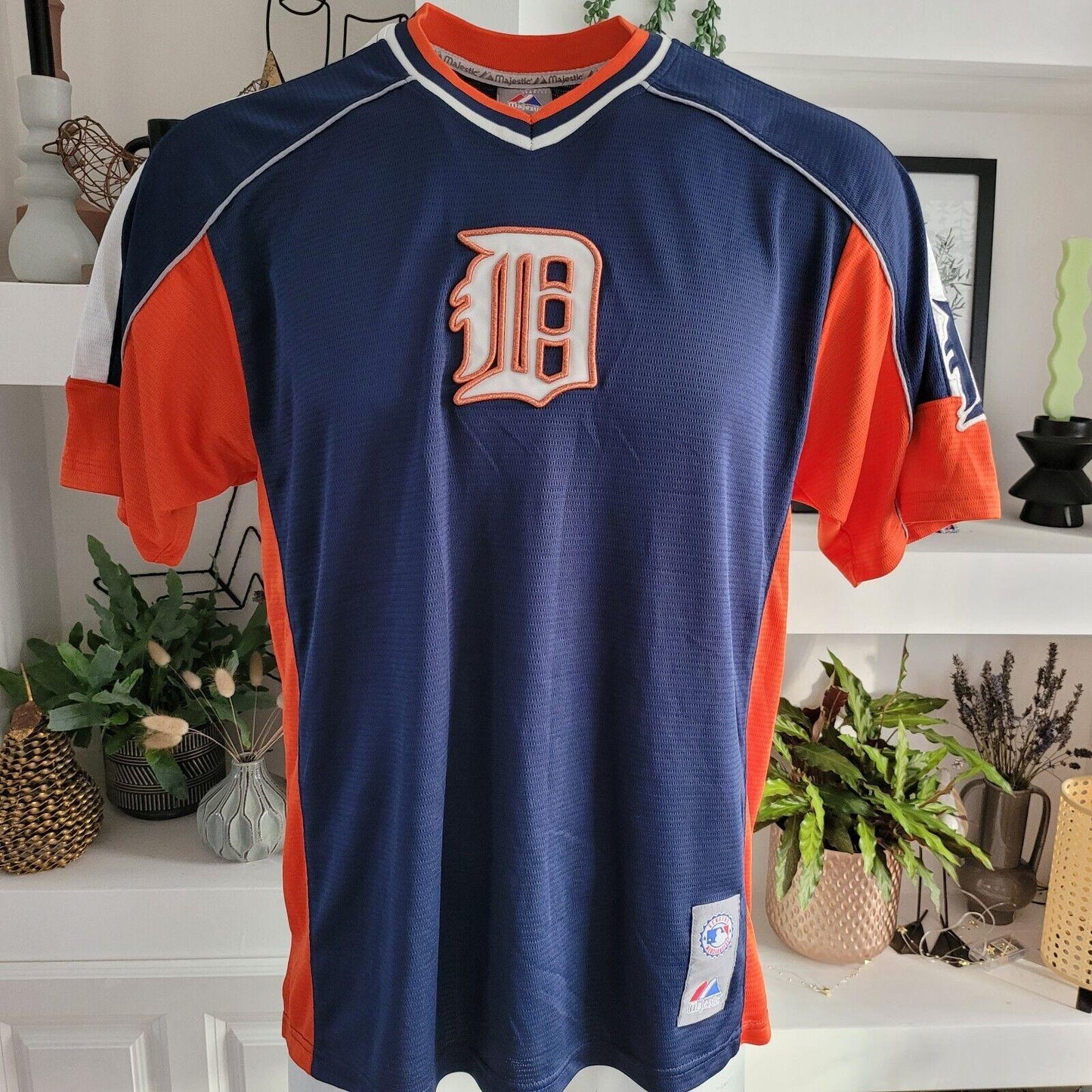 DETROIT TIGERS #9 Carlos Guillen Majestic SZ M Vintage Baseball Jersey-USASTARFASHION