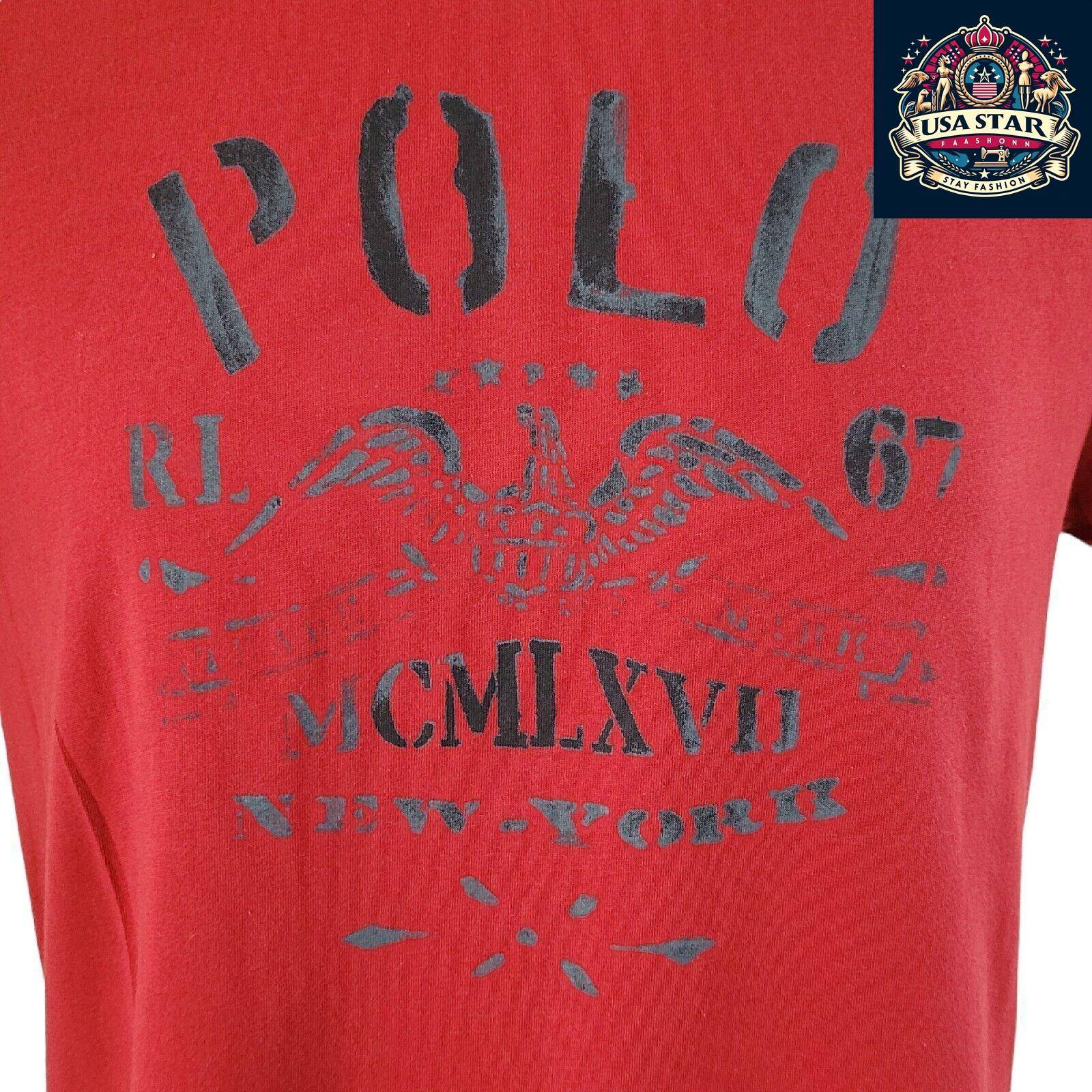 Men's Polo Ralph Lauren T-Shirt, Large, Classic Vintage Style, Breathable Cotton, Iconic Logo USASTARFASHION