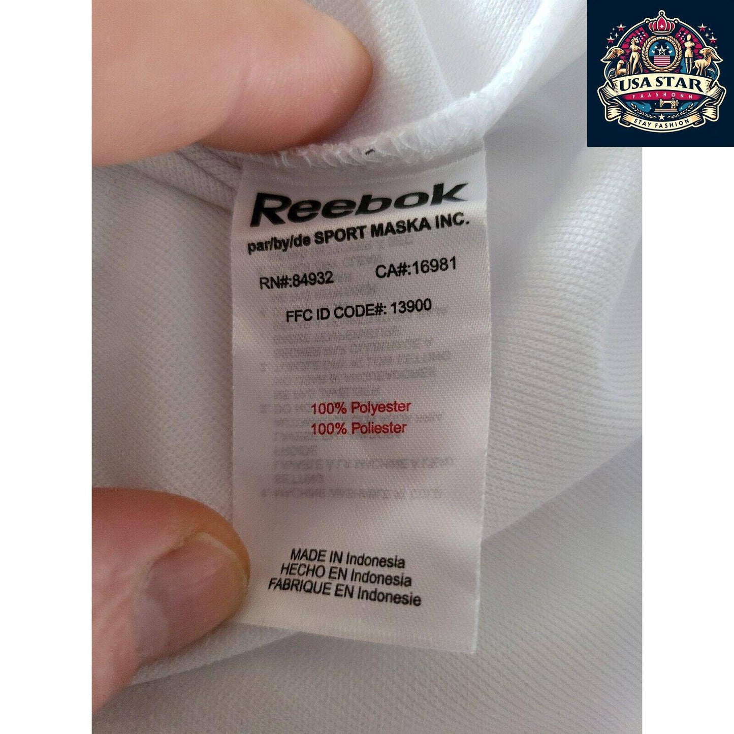 Reebok Vintage White Hockey Jersey Men's Large - Lightweight, Breathable, Excellent Condition - USASTARFASHION