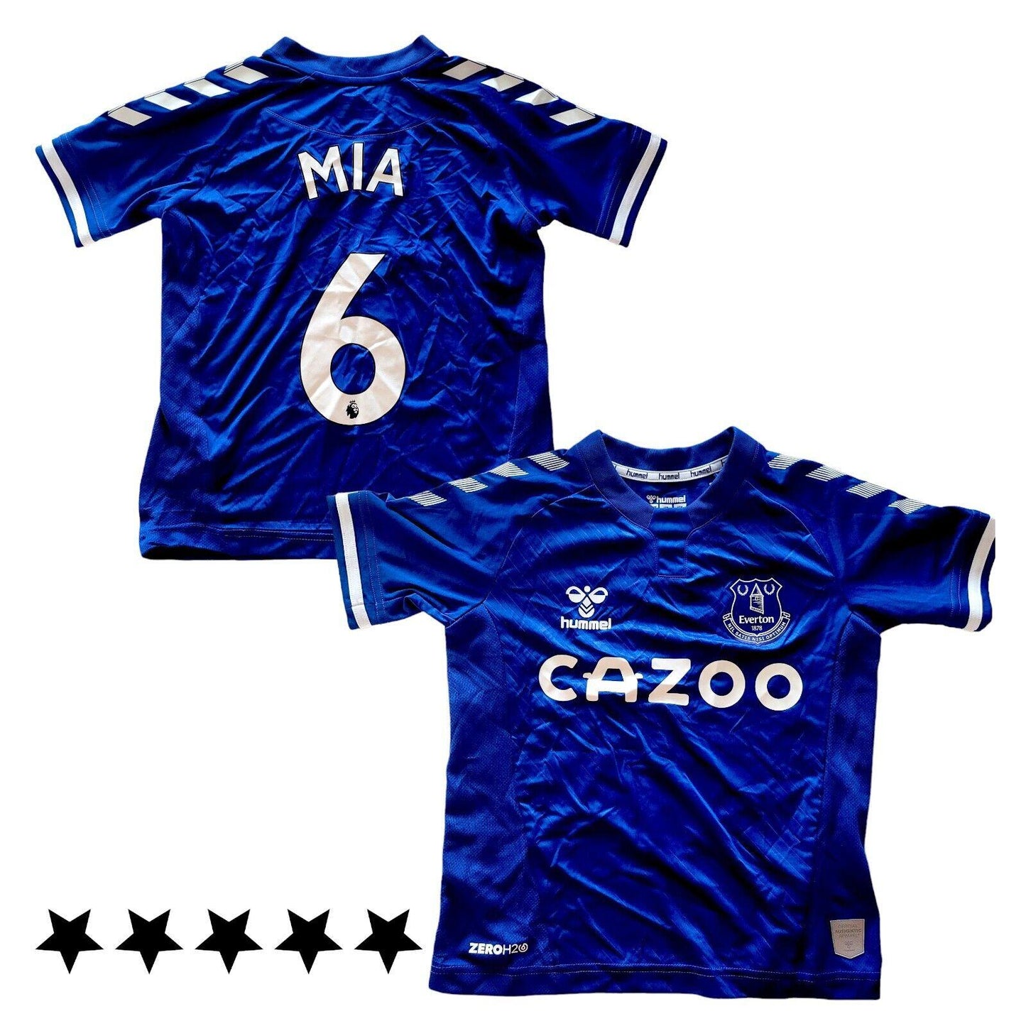 Kids Everton Football Club Jersey - Hummel Mia #6 Youth Official New Polyester-USASTARFASHION