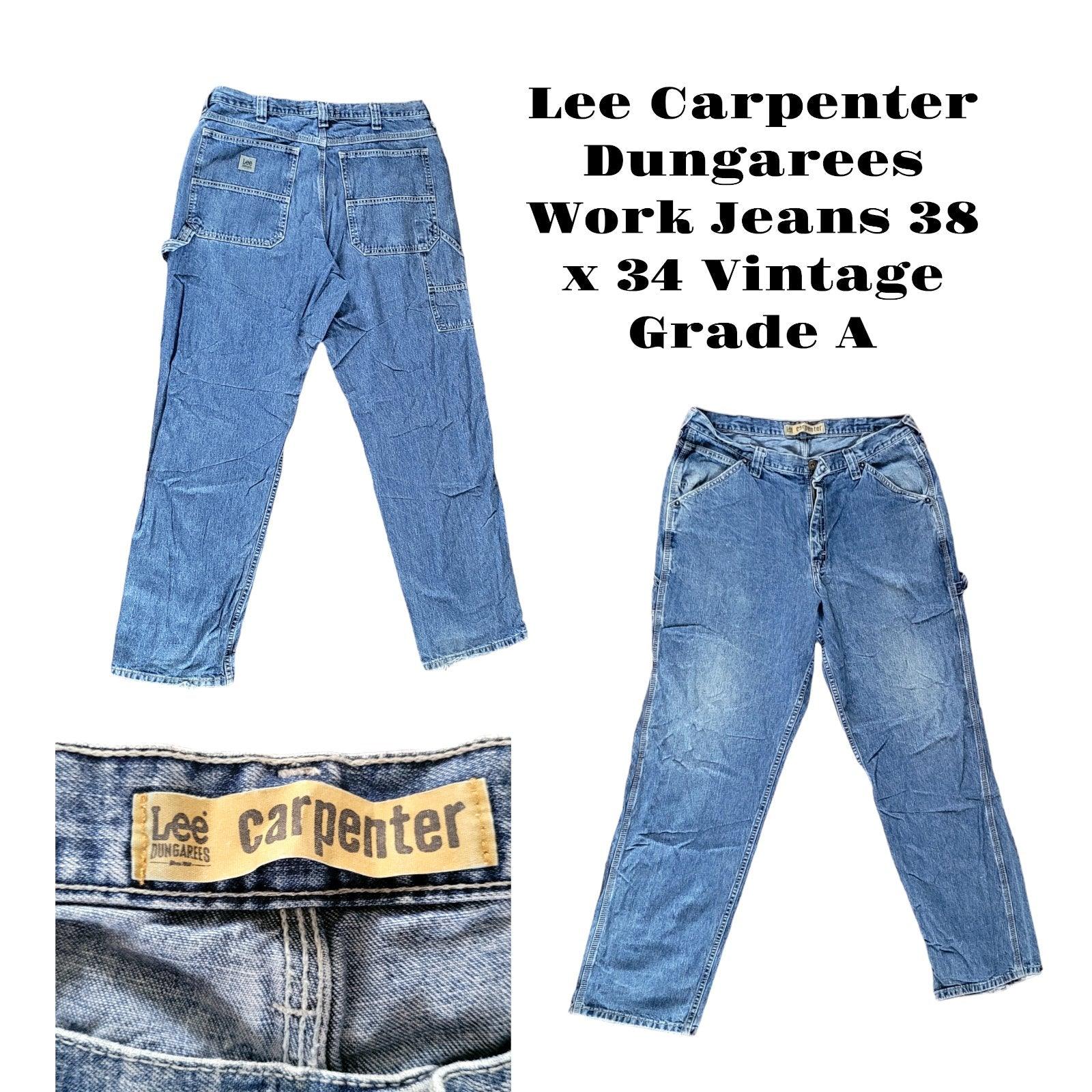 Lee Carpenter Dungarees Work Jeans 38 x 34 Vintage Grade A-USASTARFASHION