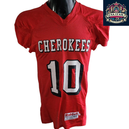 Cherokee Football Jersey 10 Youth M Riddell Red - Comfortable Fit, Authentic Team Branding - USASTARFASHION