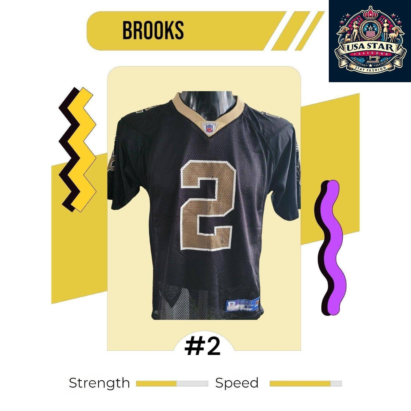 New Orleans Saints Youth Jersey L Brooks Number 2 - Durable, Comfortable, Stylish Design - USASTARFASHION