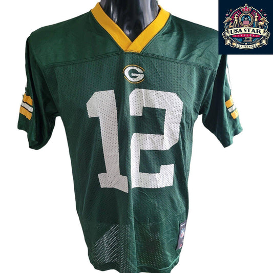 Green Bay Packers Reebok NFL Jersey - Youth L with Rodgers #12 Iconic Design & Comfortable Fit - USASTARFASHION