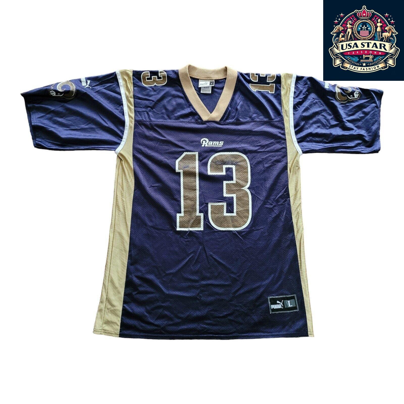 Signed Kurt Warner Jersey #13 St. Louis Rams Vintage Puma Size L - Unique NFL Memorabilia - USASTARFASHION