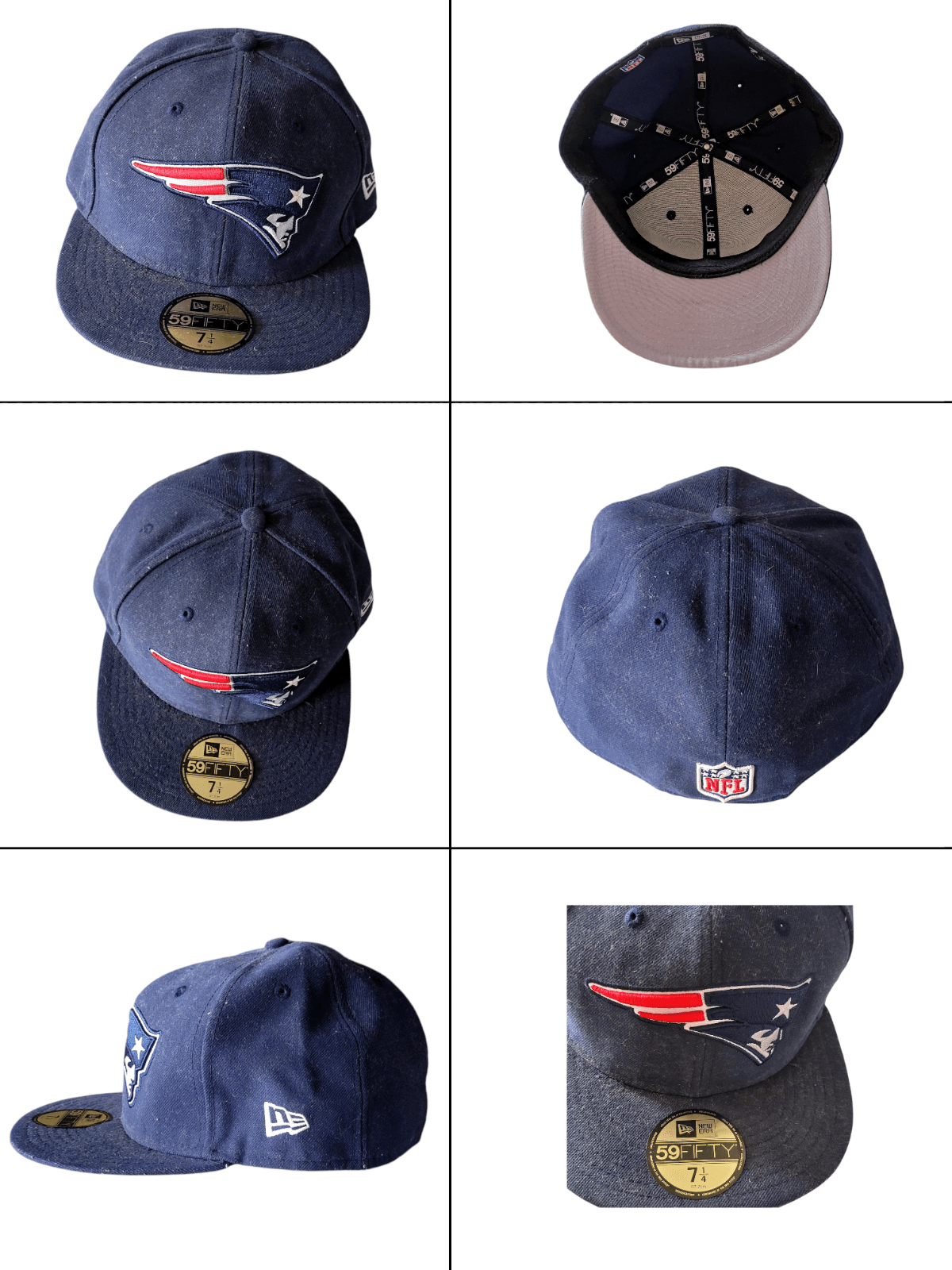 New Era 59Fifty New England Patriots Fitted Hat - Size 7 1/4 - Navy Blue