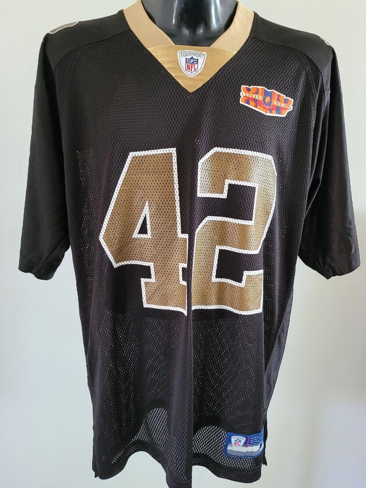 New Orleans Saints XL Jersey #42 Darren Sharper Super Bowl Reebok - Black/Gold - Size XL-USASTARFASHION