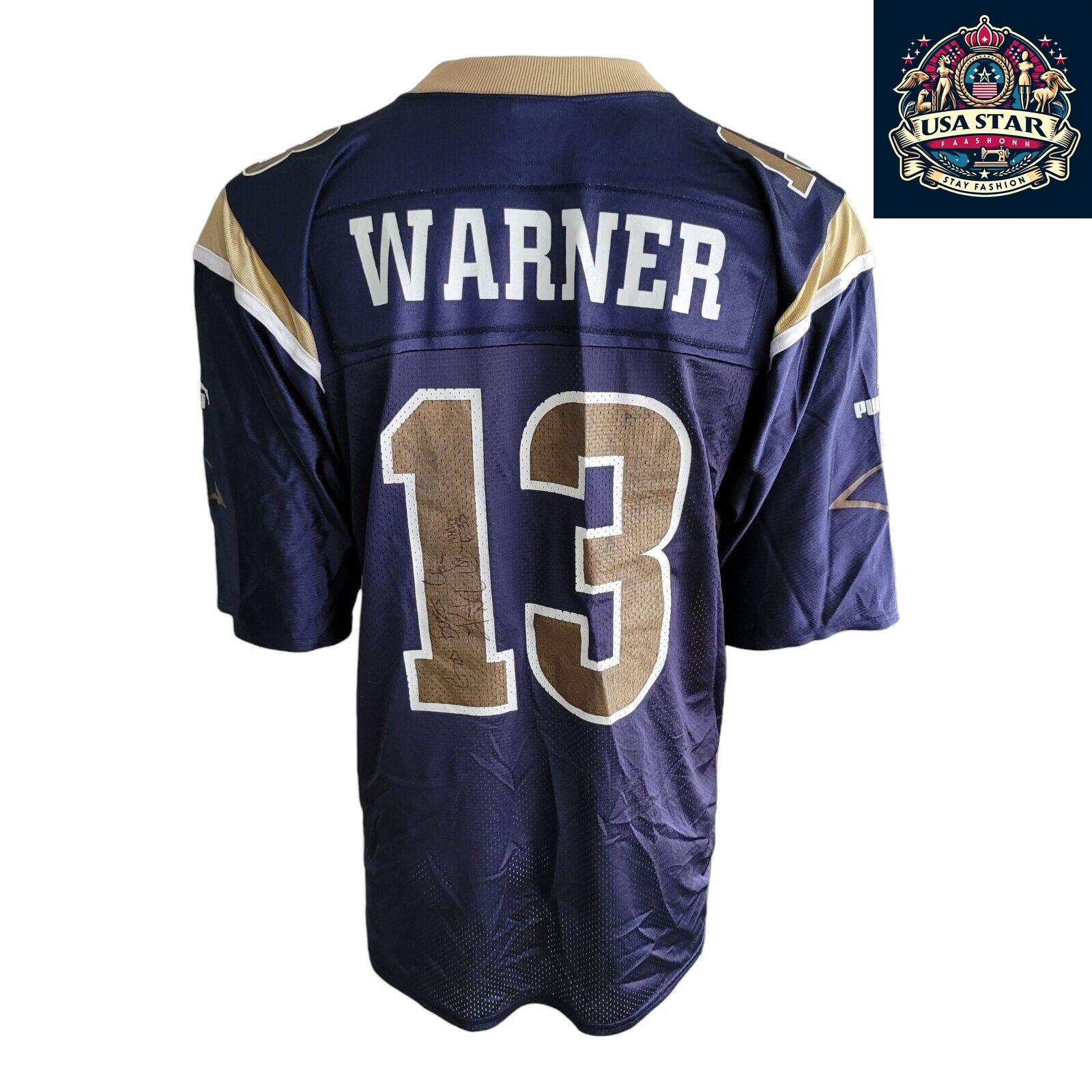 Signed Kurt Warner Jersey #13 St. Louis Rams Vintage Puma Size L - Unique NFL Memorabilia - USASTARFASHION