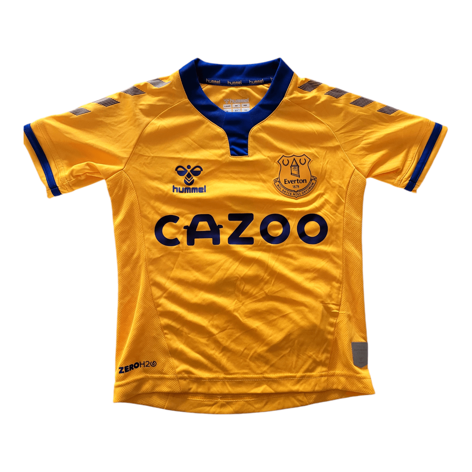 Everton FC 2021-2022 Away Jersey Youth 6Y/116cm Hummel Holmes #4 Cazoo Sponsor