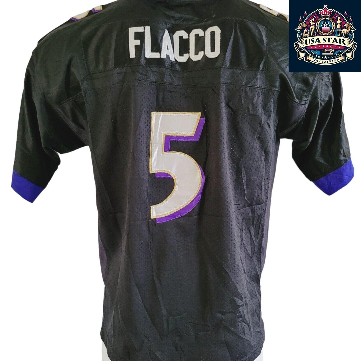 Joe Flacco #5 Ravens Jersey - Black Reebok NFL Medium - Durable, Stylish Fan Gear for Game Day - USASTARFASHION