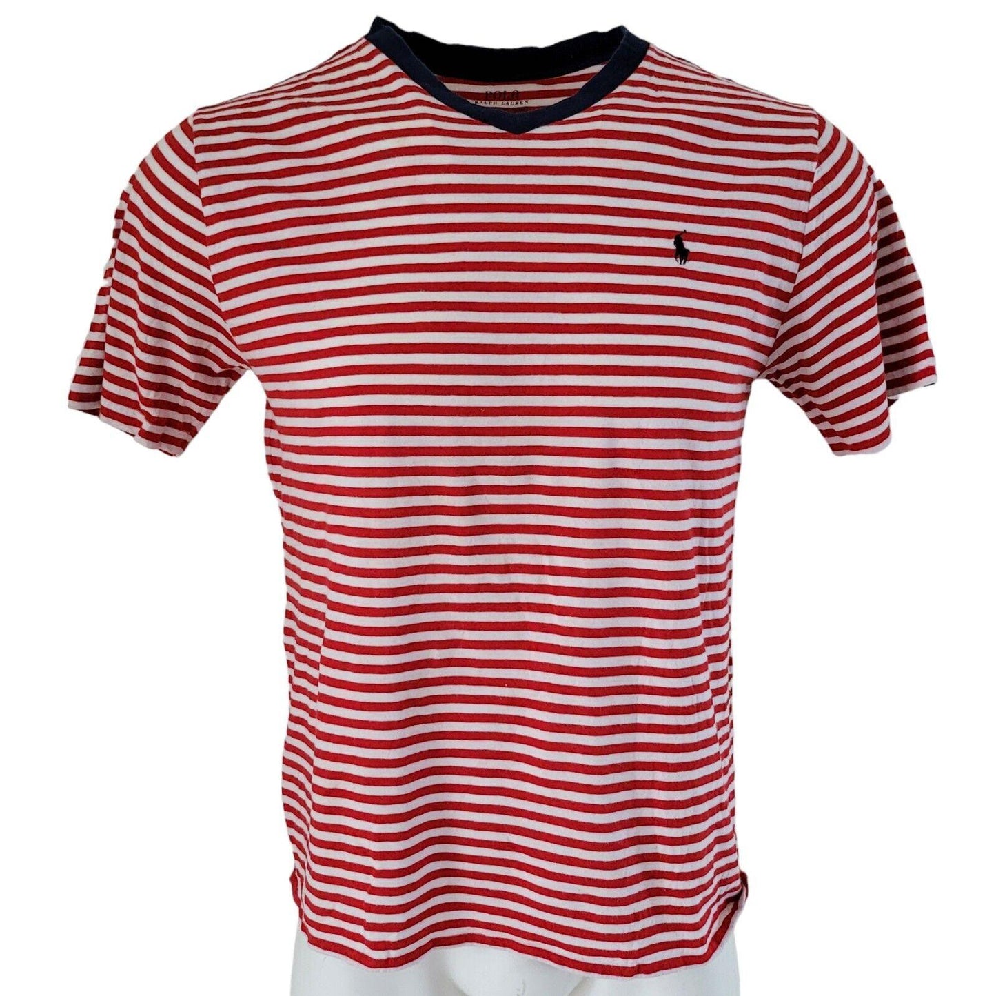 Polo Ralph Lauren Red Striped Cotton XL T-Shirt - Size XL (40" Chest)-USASTARFASHION