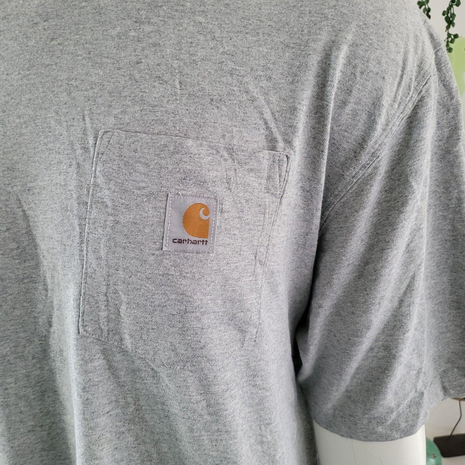 Vintage Carhartt Gray 2XL Tee | Classic Logo Pocket | Retro Style	wc-USASTARFASHION