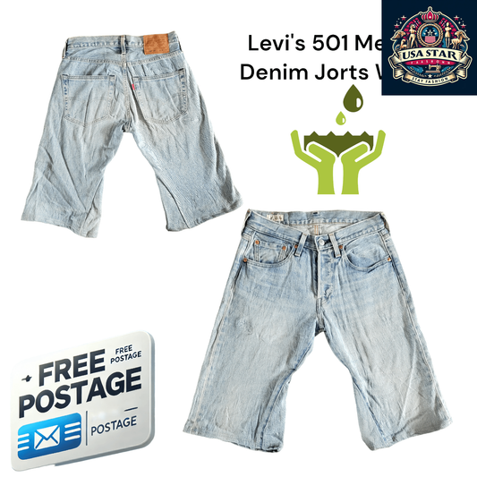 Levi's 501 Denim Jorts W28 L30 - Classic Fit, Light Blue, 5-Pocket Design, Raw Hem Style - USASTARFASHION