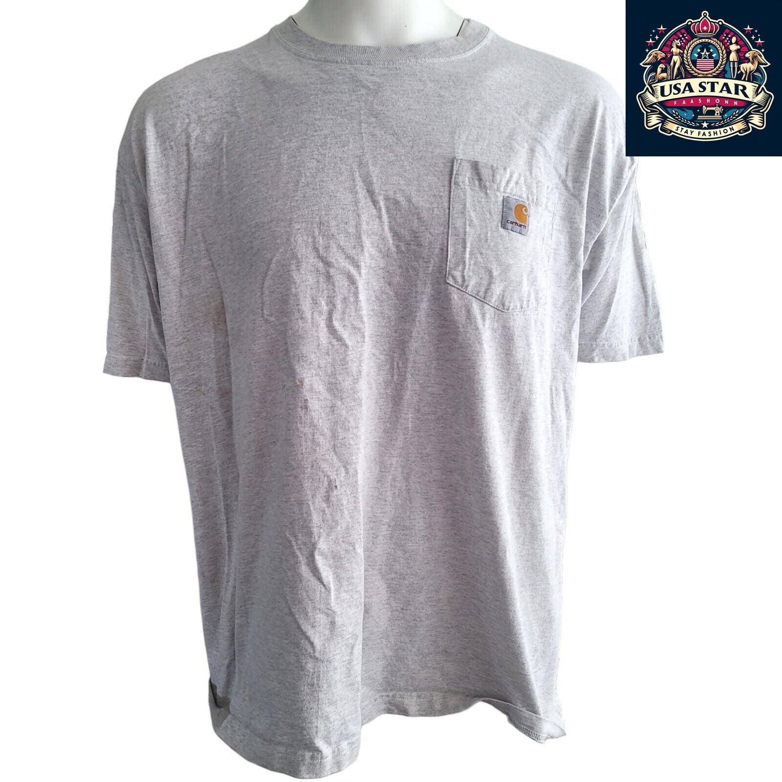 Vintage Carhartt T-Shirt, Original Fit, Short Sleeve, Grey, Size XL, 99% Cotton, Used Condition USASTARFASHION