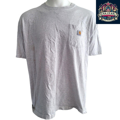 Vintage Carhartt T-Shirt, Original Fit, Short Sleeve, Grey, Size XL, 99% Cotton, Used Condition - USASTARFASHION