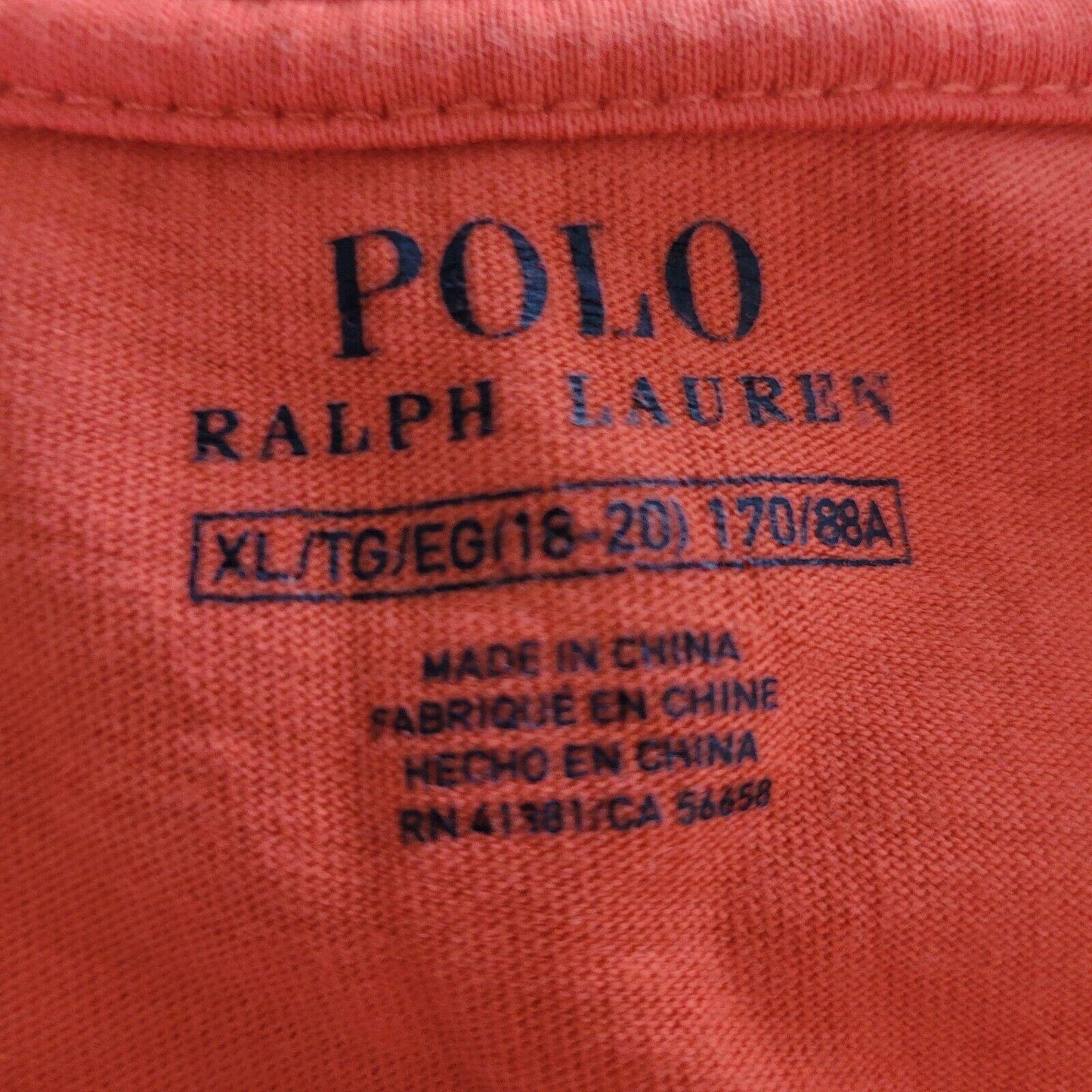 Polo Ralph Lauren Red Youth XL Cotton Crew Neck T-Shirt - Size XL-USASTARFASHION