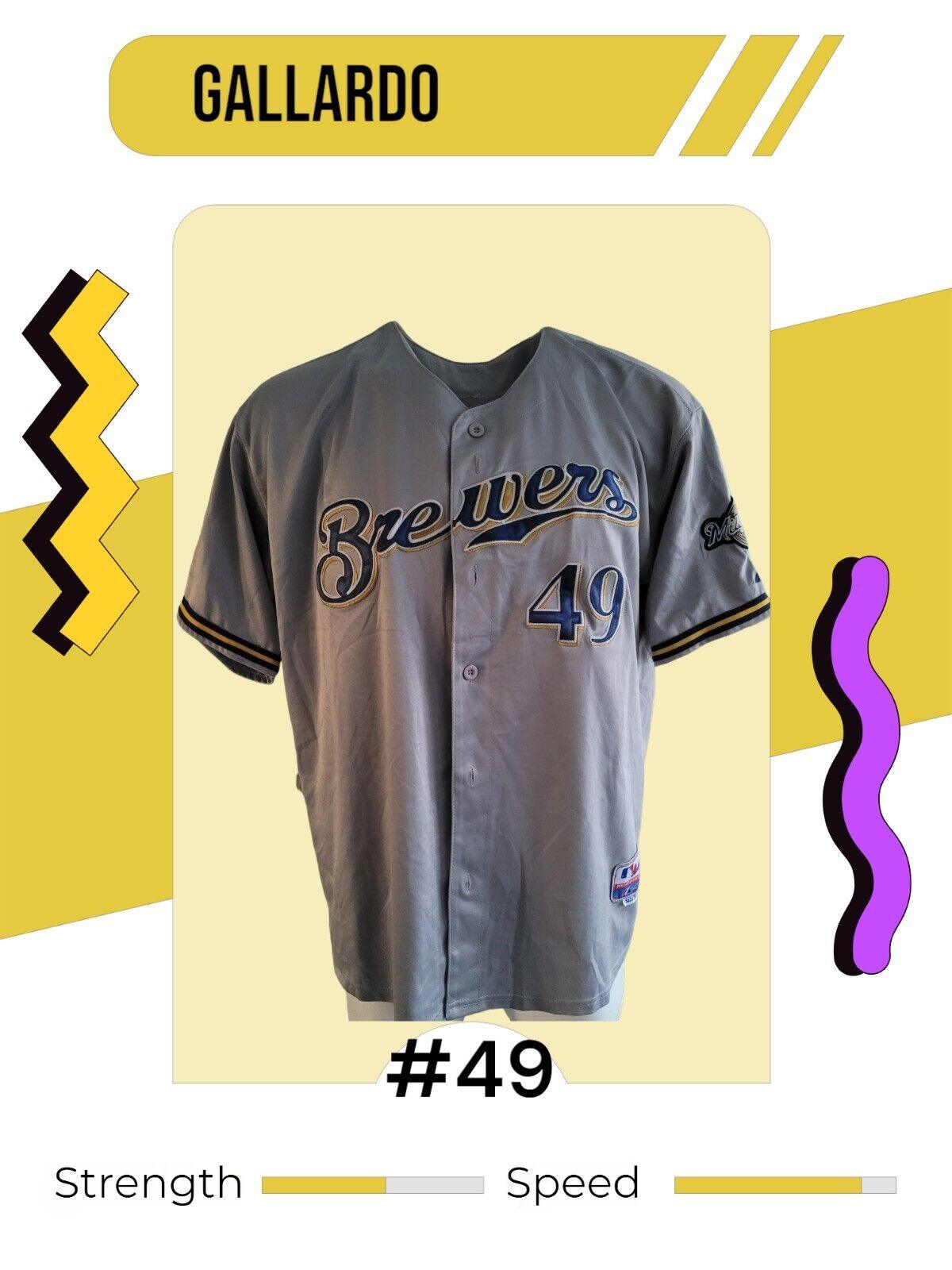 Milwaukee Brewers #49 Yovani Gallardo MLB Jersey | Size 54 (XL)-USASTARFASHION