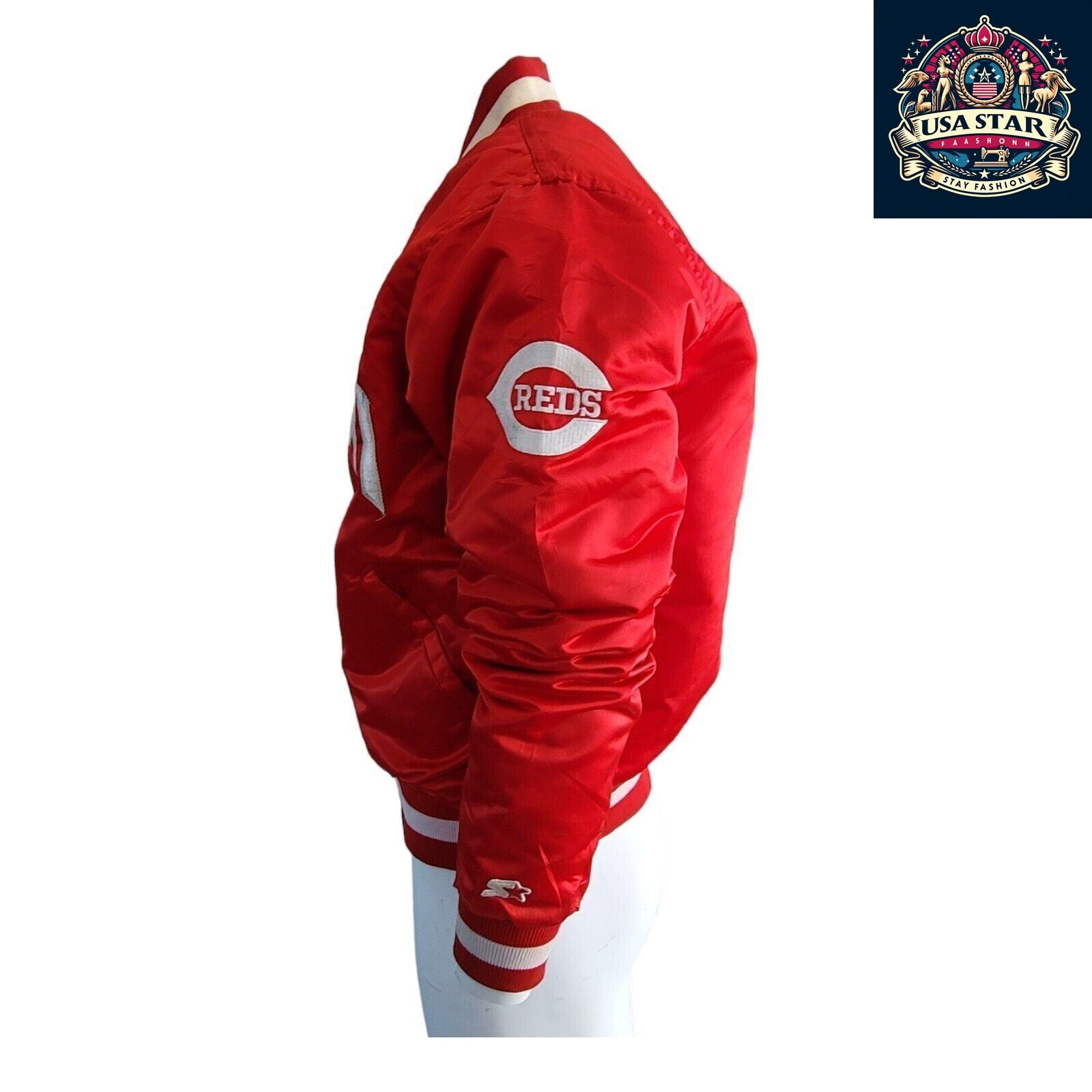 Vintage Cincinnati Reds Jacket by Starter Diamond Collection, Men's L (Fits Like M), Snap Closure - USASTARFASHION