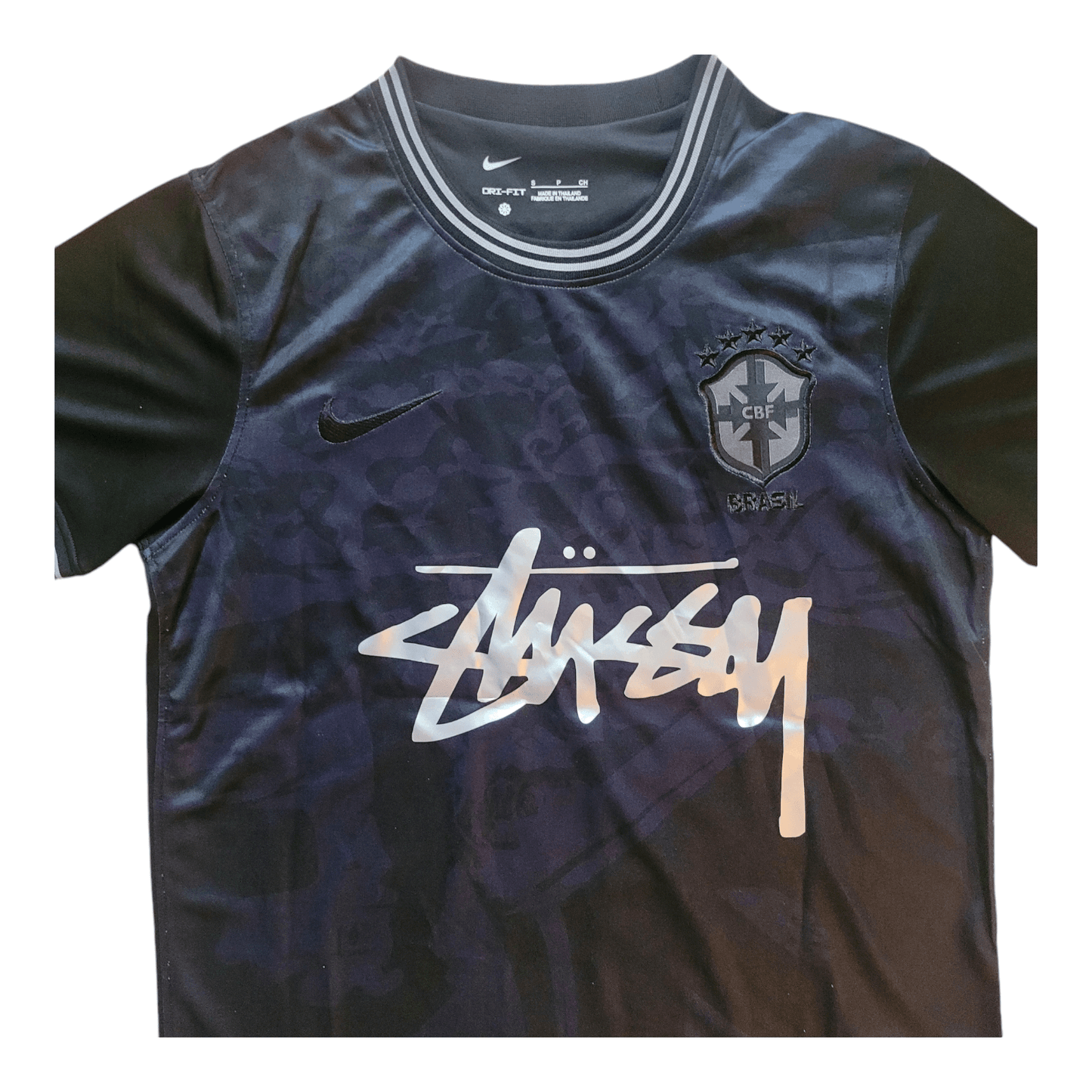 Nike Stussy Brazil Football Jersey S - Black Dri-FIT Men's Collaboration Tee