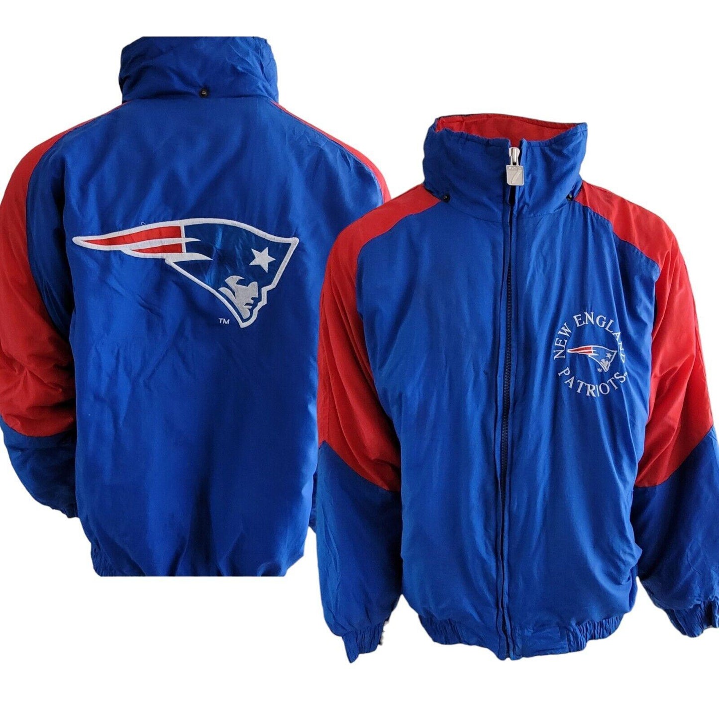 NFL Logo 7 New England Patriots Jacket XL - Vintage Nylon Shell Zip-Up-USASTARFASHION