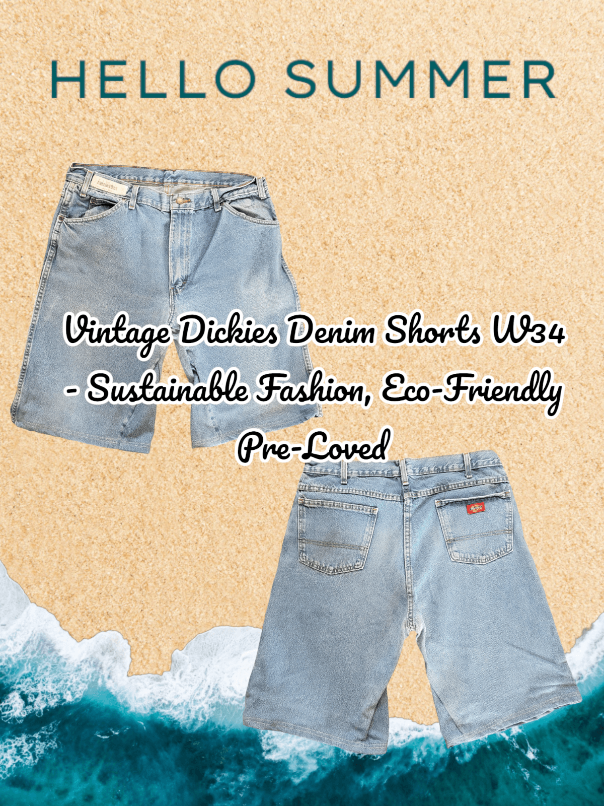 Vintage Dickies Denim Shorts W34 - Sustainable Fashion, Eco-Friendly Pre-Loved