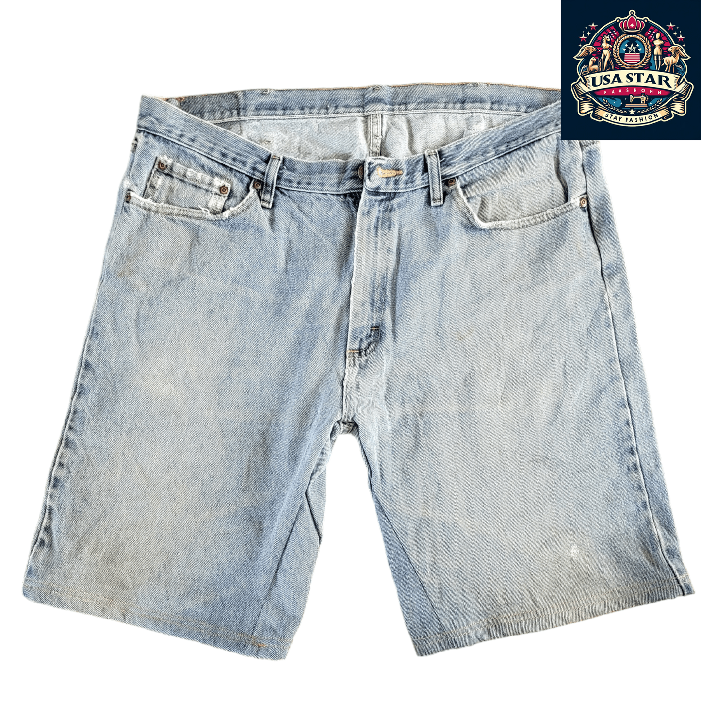 Wrangler Jorts, W38 , Light Blue Denim, Ideal for Workwear and Activities - USASTARFASHION