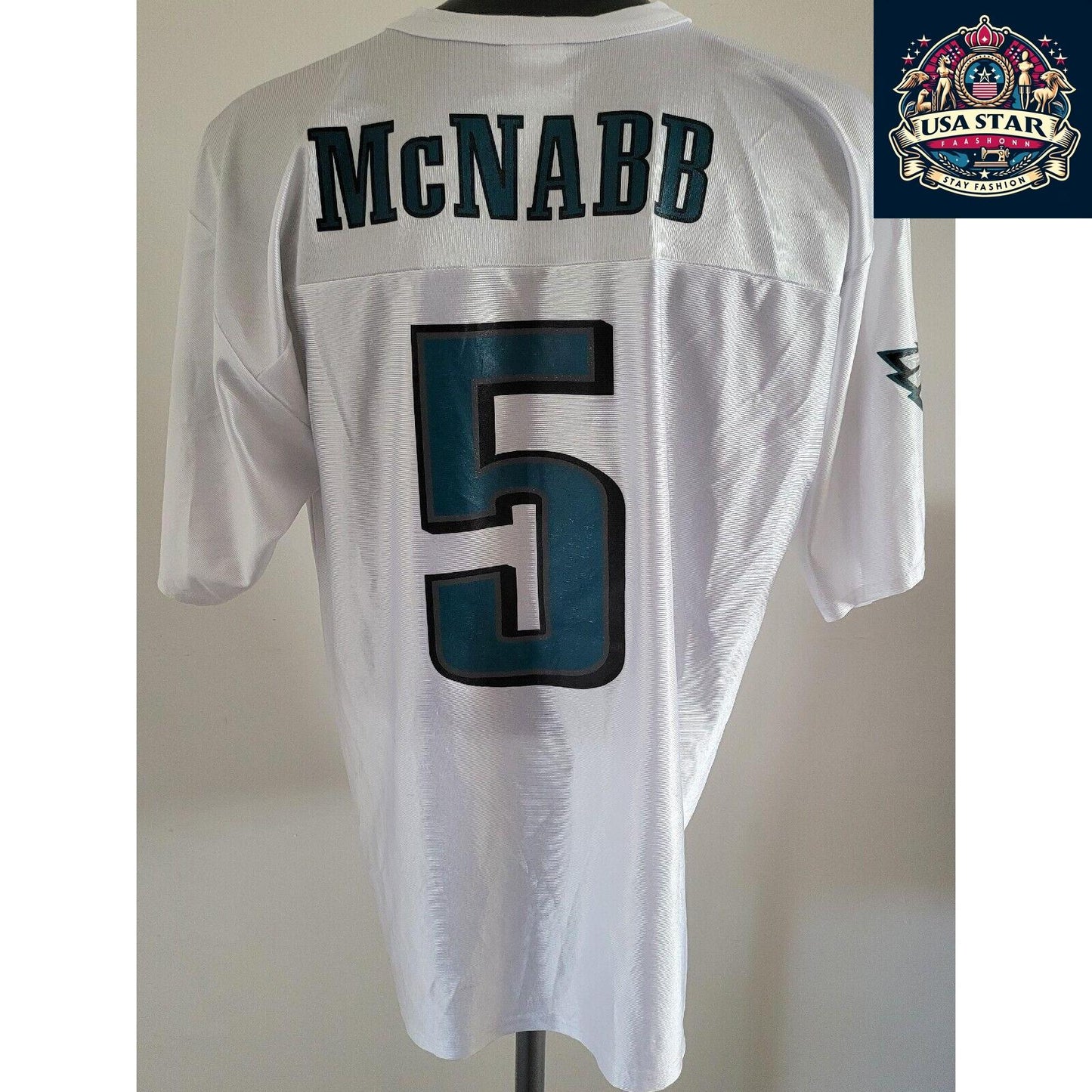 Philadelphia Eagles Jersey McNabb #5 by Reebok, Comfortable Fit, Authentic Team Colors, Size L - USASTARFASHION