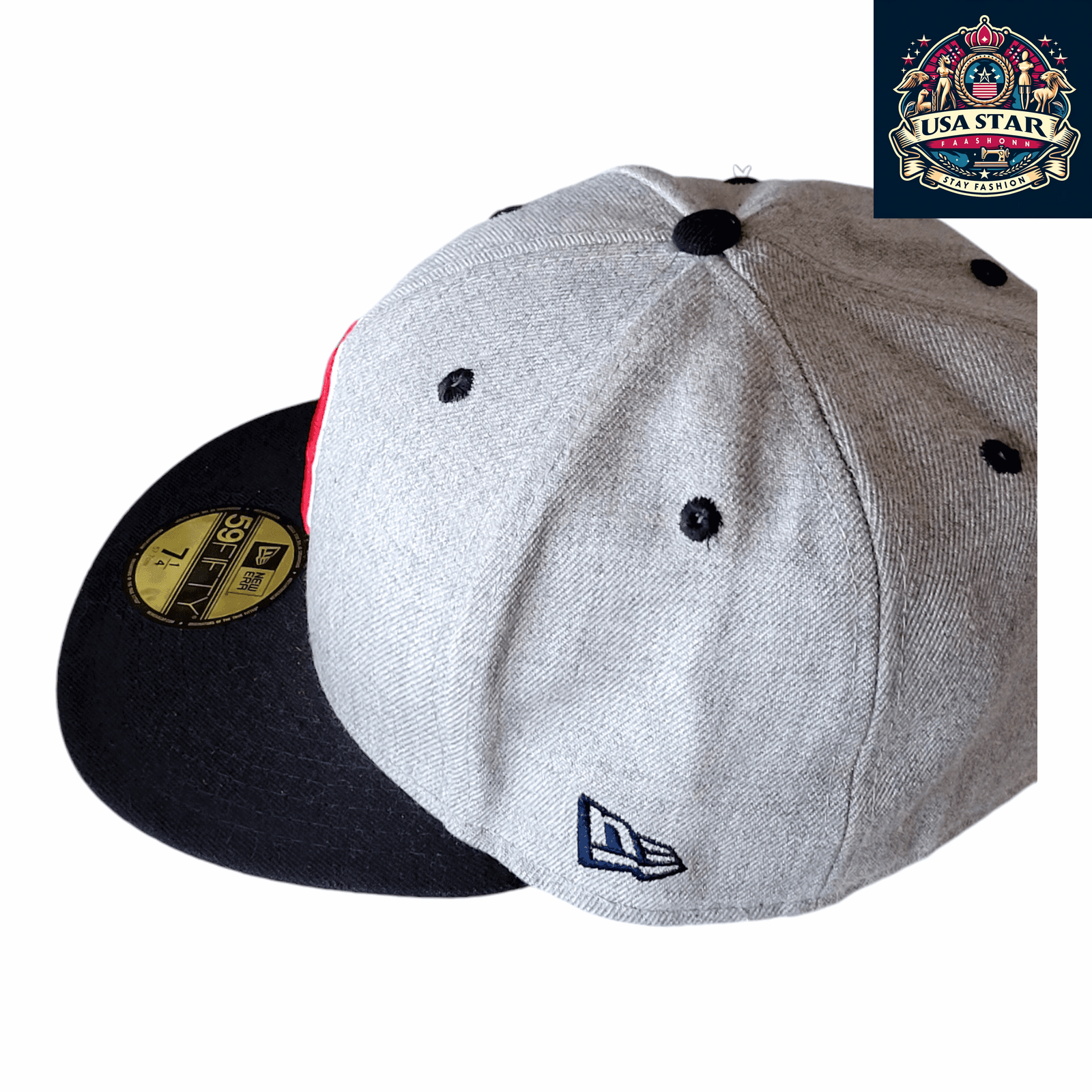 Boston Red Sox Fitted Cap 59FIFTY - Grey/Black, Size 7 1/4 (57.7cm), Premium Comfort & Style - USASTARFASHION