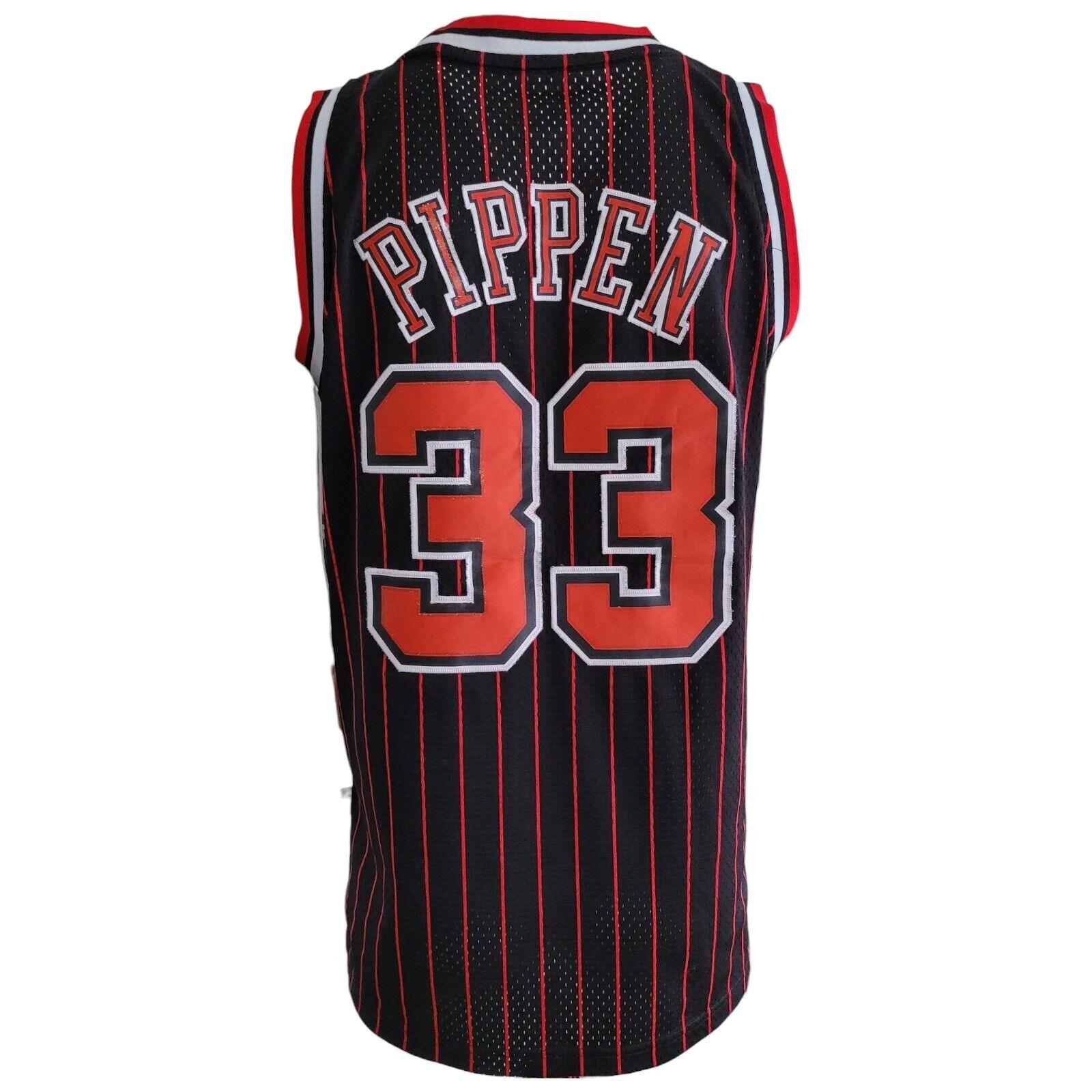 Chicago Bulls Scottie Pippen #33 Black & Red Pinstripe NBA Jersey Size M - BNWT-USASTARFASHION