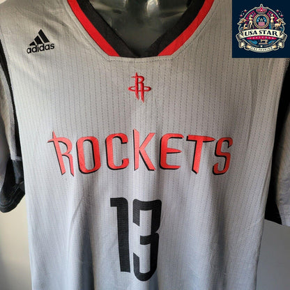 Houston Rockets Shirt James Harden #13 Grey Short Sleeve T-Shirt by Adidas - 2XL Men's Apparel - USASTARFASHION