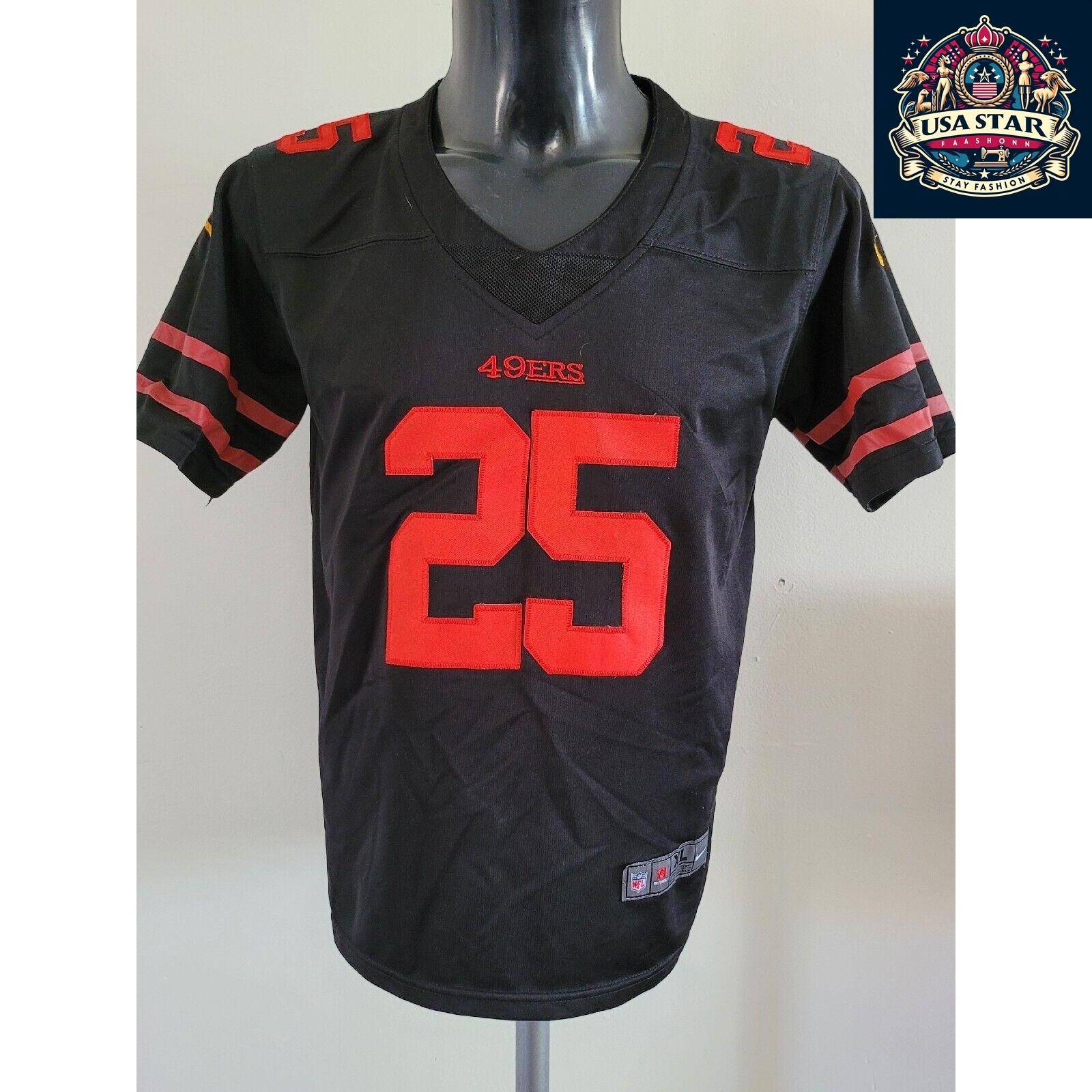 NFL Nike San Francisco 49ers Jersey #25 Richard Sherman Youth XL Black Football Shirt for Kids - USASTARFASHION