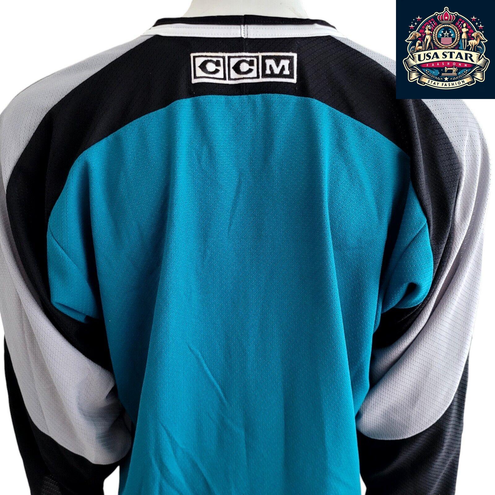 CCM San Jose Sharks Jersey, Teal Men's Medium, Embroidered Logo, Mesh Panels, NHL Official - USASTARFASHION