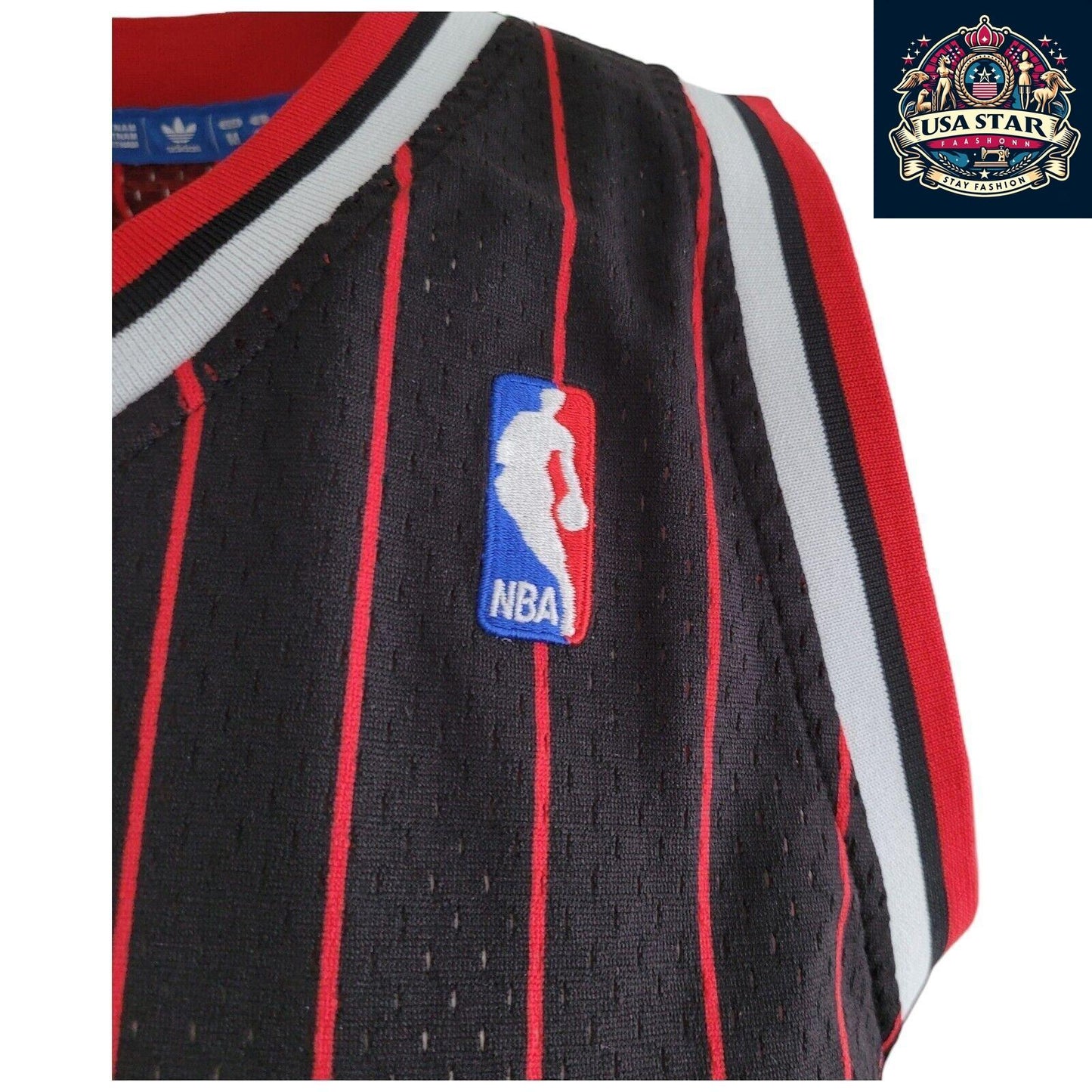 Scottie Pippen #33 Chicago Bulls Jersey - Black Red Pinstripe Vintage M - NBA Apparel - USASTARFASHION